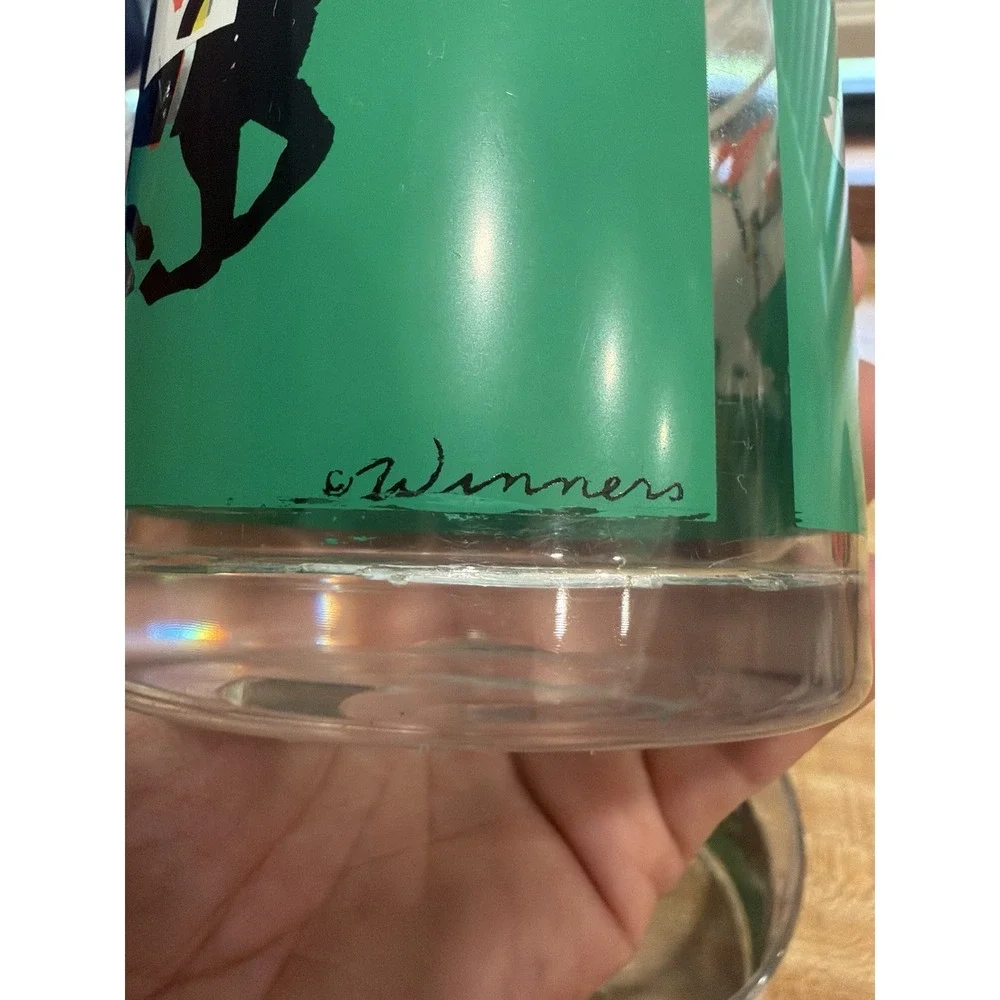 Vintage HJ Stotter Horse Racing Jockey Tumblers Set Of 4 Acrylic USA Rare